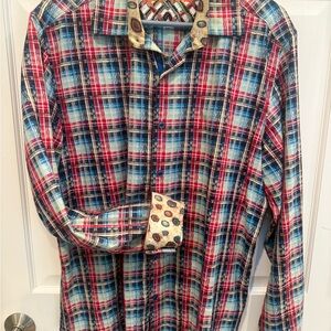 Robert Graham Red and Blue Casual Button Down Shirt